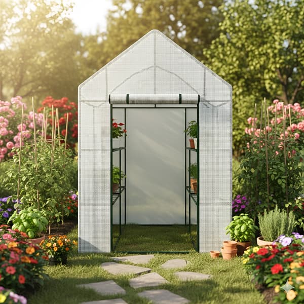 AWTOOLS HAVEDRIVHUS HVIDT 143x143x195cm