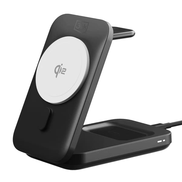 Tilbehør - 3mk MagRocket 3-i-1 trådløs oplader 15W Qi2 MPP sort