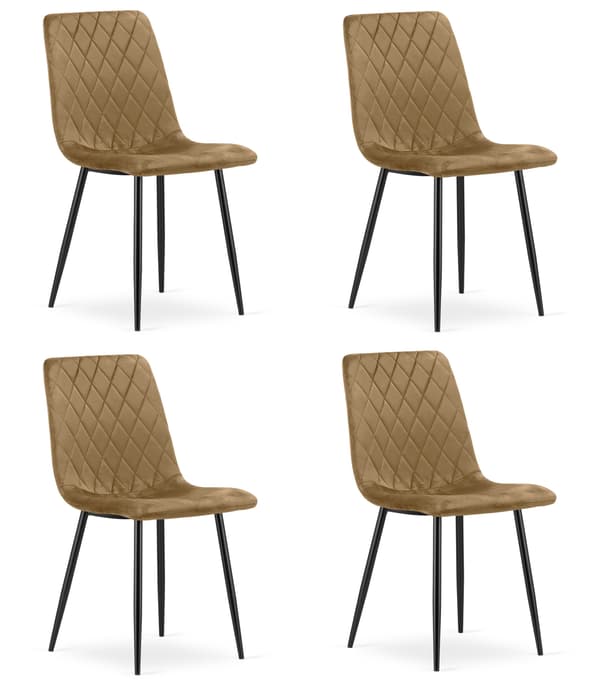 TURIN stol - brun sammet / svarta ben x 4