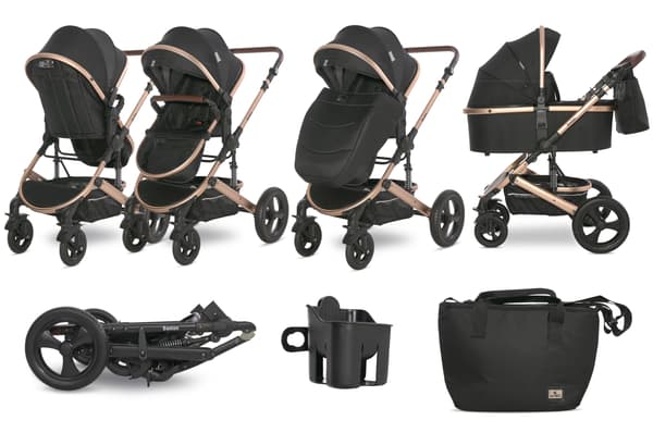 Lorelli Boston - 2-i-1 multifunktionell barnvagn | Svart + adaptrar