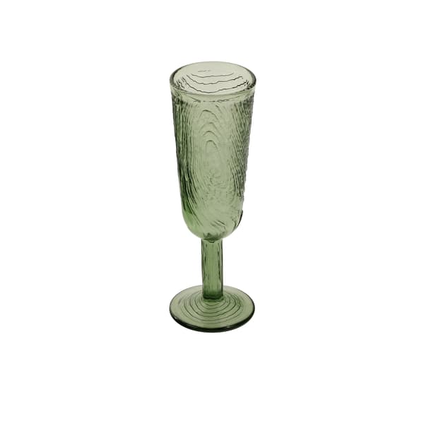 CHAMPAGNEGLAS, TRÄSKIVMÖNSTER, ARBRE GRÖN DESIGN
