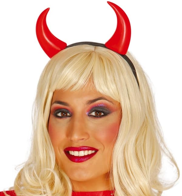 Röd djävulshorn pannband möhippa halloween