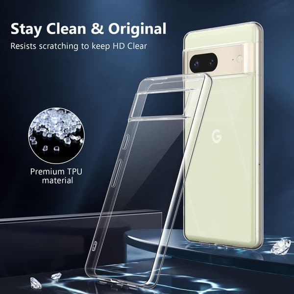 2X GLASETUI TIL GOOGLE PIXEL 7 TRANSPARENT SILIKONE ULTRATYND