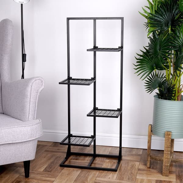 Blomsterstand metal sort 4-niveau 102 cm
