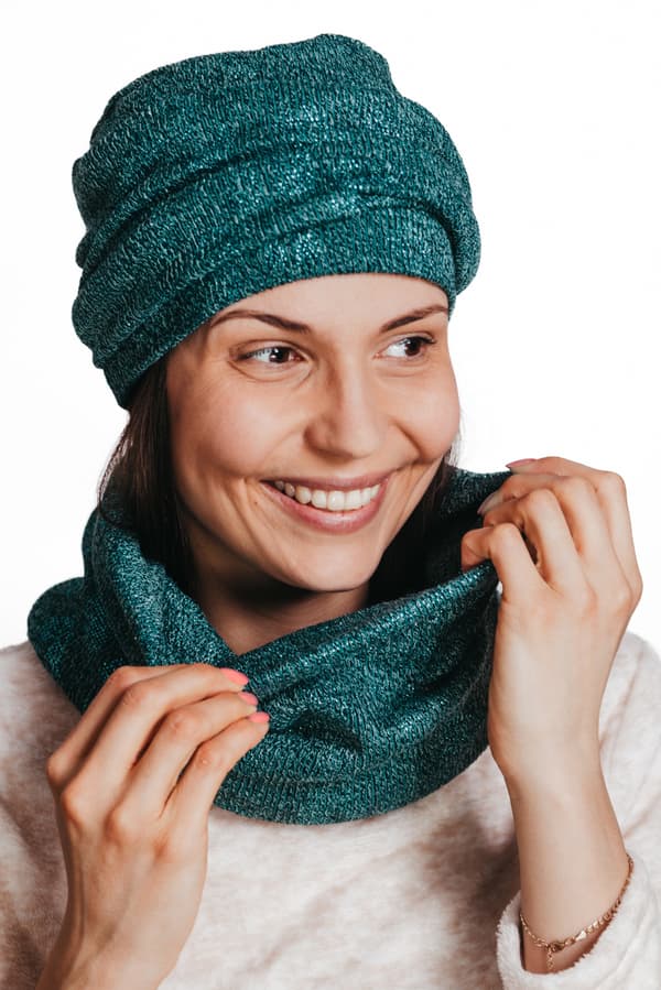 Varm vintermössa, Aurora turban med pannband - nautisk, bambufoder