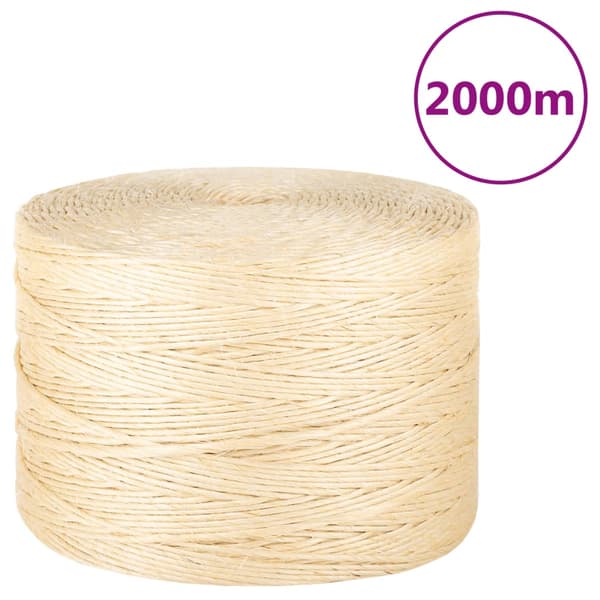 vidaXL Köysi, 100 % sisal, 3 mm, 2000 m