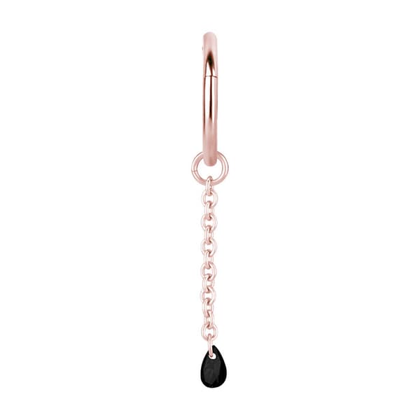 Charmkæde med sort zirkon - rosaguld - D-074 25 mm