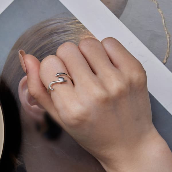 Silver universalring, kattunge med lång svans, silver 925