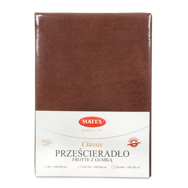 Frotee-aluslakana 90x190/200 CLASSIC tummanruskea