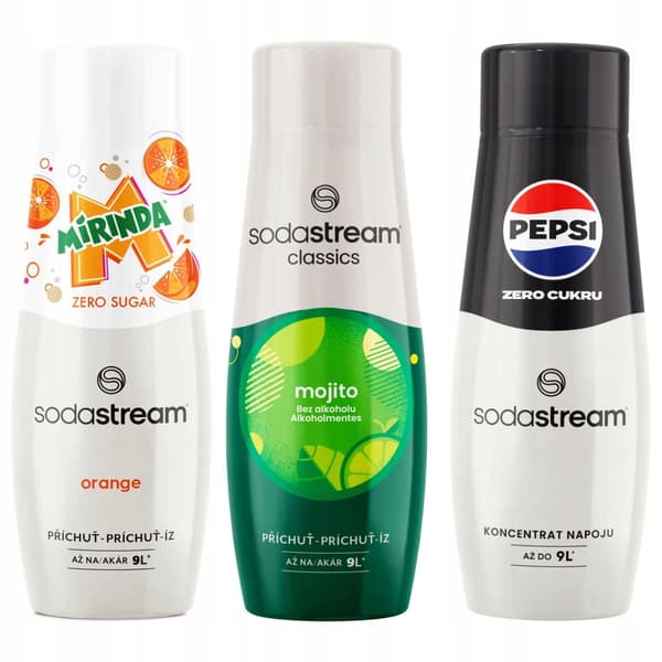 SO-sirap till SodaStream Mirinda Zero + Mojito + Pepsi Zero kolsyrare