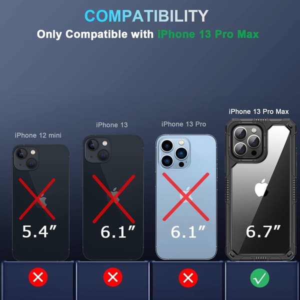 SKAL TILL APPLE IPHONE 13 PRO MAX SVART RAM HÄRDAT GLASKAMERA