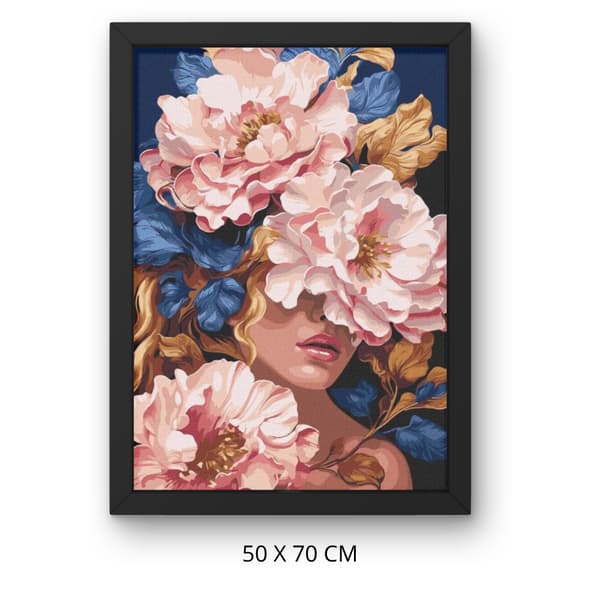 Mal efter nummer billede med ramme Blomstervedhæng 50x70 cm