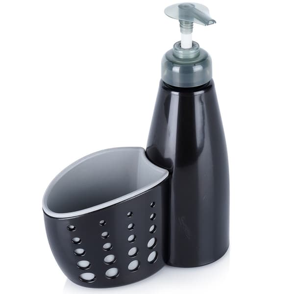 Dispenser til opvaskemiddel med svampeholder sort 370 ml