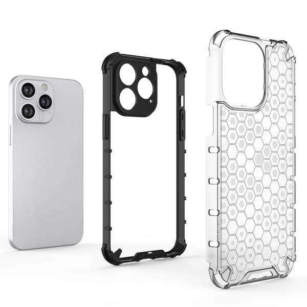 Honeycomb iPhone 14 Pro Max -suojakuori, musta