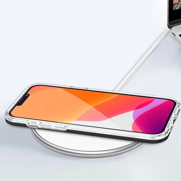 Gennemsigtigt 3-i-1 iPhone 14 Pro-cover silikone med ramme, sort