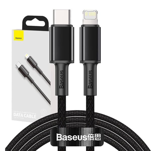 Baseus Högdensitetsflätad USB-C till Lightning-kabel, 20W, 5A, PD, 2m (svart)