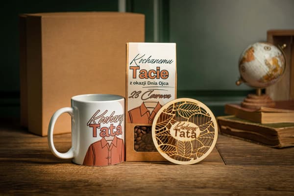 Presentkorg till pappa mugg kaffe bordskiva