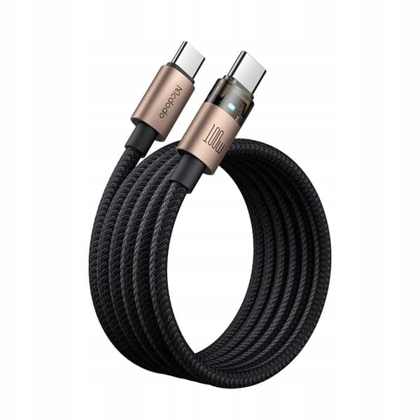 MCDODO USB-C-KABEL SNABBLADDNING USB TYP C 5A 100W 1M LED GULD