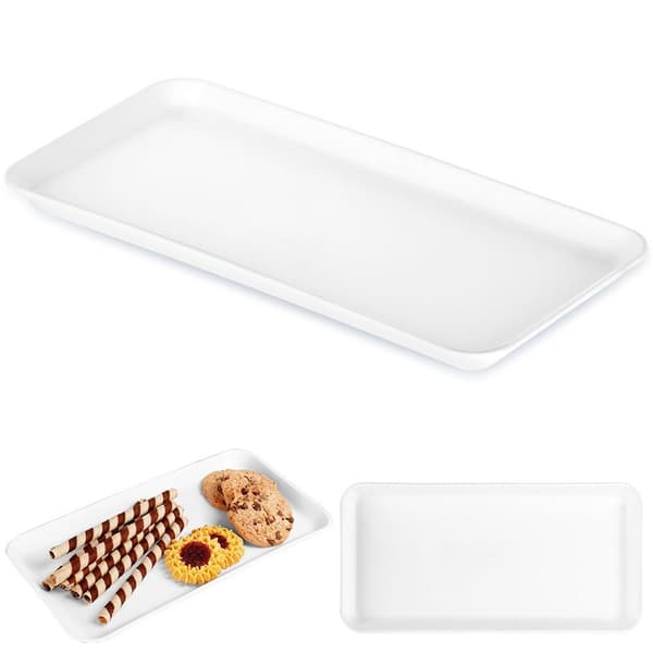 Hvid rektangulær serveringsbakke 29,5x15 cm