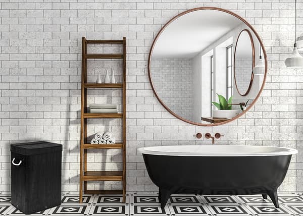 SOREN 80L bambuinen pyykkikori kannella, musta