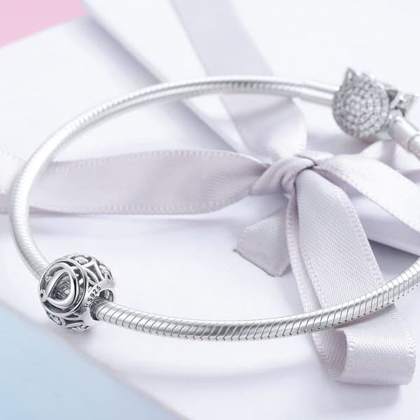 Bogstav D alfabet charm perle sølv 925