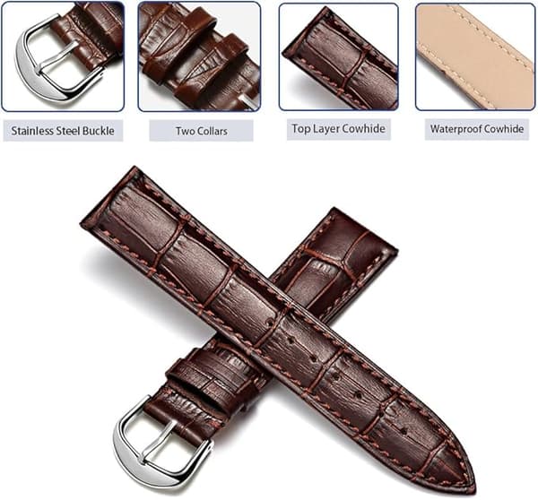 BRUN CALFLEATHER URREM UNIVERSAL SØLVSPÆNDE 18 mm