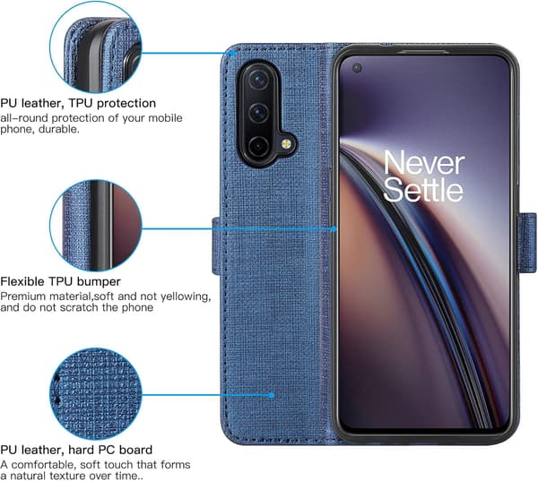 ONEPLUS NORD CE 5G 6,43" ETUI BLÅ SILIKONE OG STOFKLAP