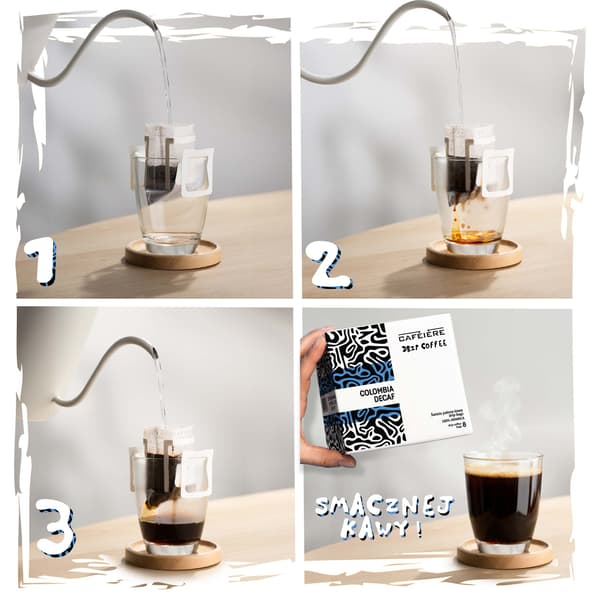Dryp pose kaffe CAFEIERE Colombia koffeinfri, 8 stk