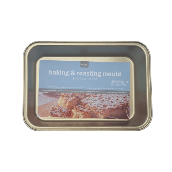 BAGEPLADE REKTANGULÆR KAGEPLADE 34x24x5,5 cm GULD