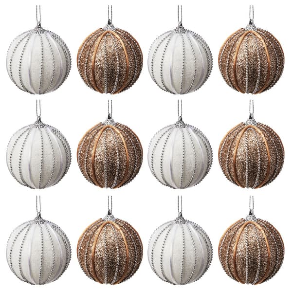 Uknuselige julekugler champagne hvide 8 cm 12 stk.