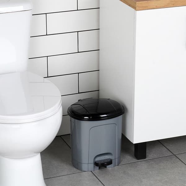 Sopbehållare med pedal plast grå 5,5 l