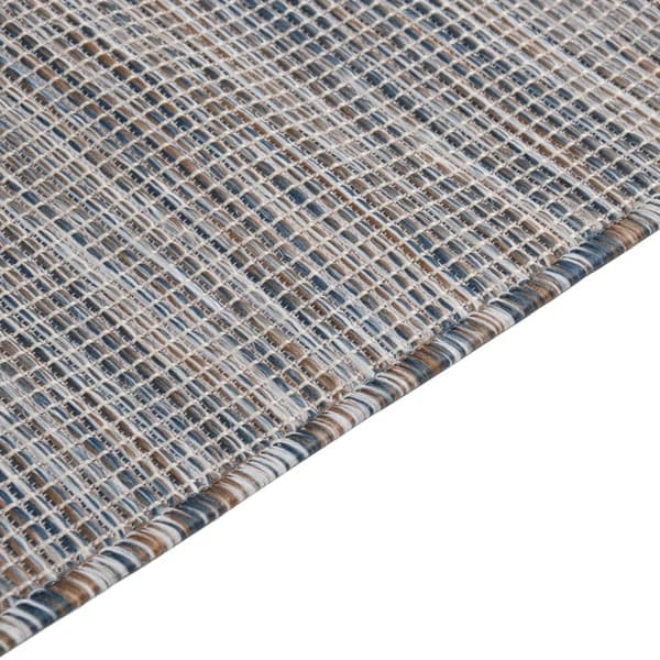 vidaXL Utomhusmatta, plattvävd, 80x250cm, brun och blå