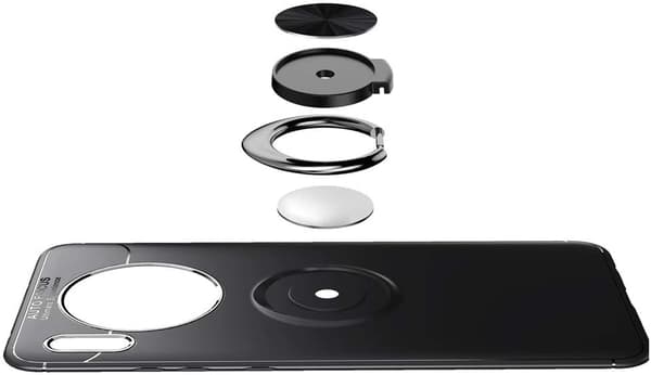 COVER TIL HUAWEI MATE 30 SORT SILIKONE BAGSIDER MED RING