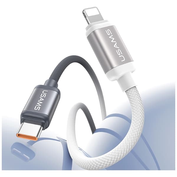 USAMS Bicolor Series SJ757 PD 30W USB-C/Lightning-kabel 1,2m svart och vit