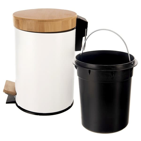 Whiteline metallskräpkorg med pedal vit 3 l