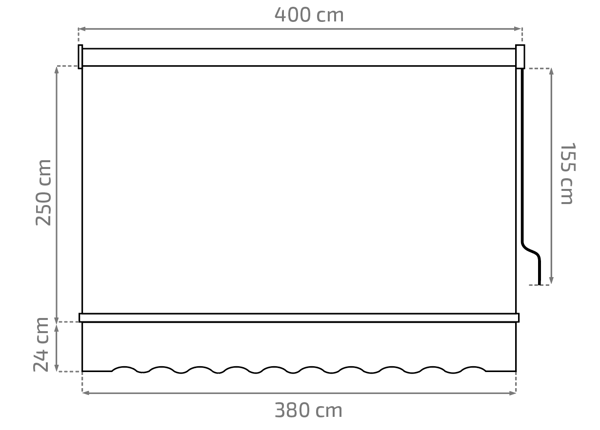 Harmaa terassimarkiisi 400 x 250 cm