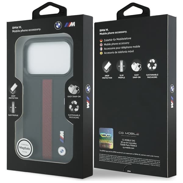 BMW M Perforeret Stribet Logo MagSafe-cover til iPhone 17 Pro - Rød