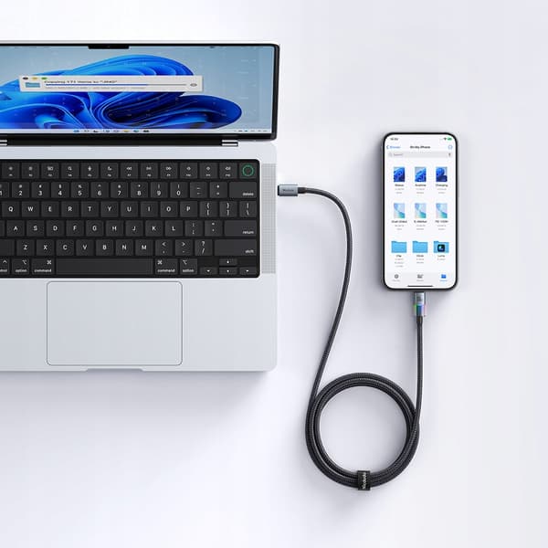MCDODO USB-C KABEL HURTIG OPLADNING TIL IPHONE LIGHTNING 36W 1M LED SORT
