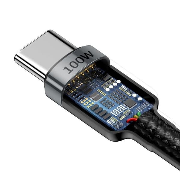 Baseus Cafule USB-C til USB-C kabel, QC 3.0, PD 2.0, 100W, 5A, 2m (Grå-Sort)