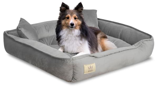 Hundkennelsäng 100x75 cm velour grå
