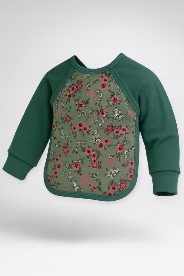 Halsduk medärmar förkläde för matning och lek 92/98 rosa mint