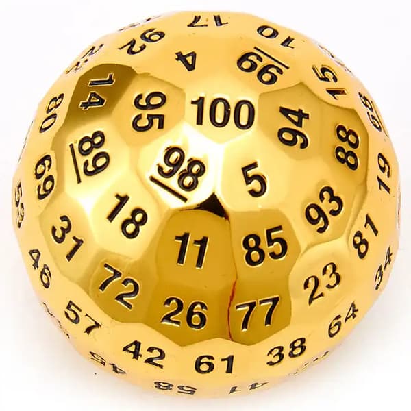 RPG Terninger Golden Scepter Metal Hundred-Sided D100 Terninger