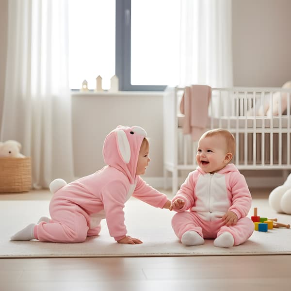 Rosa kanin pyjamasdräkt barn 120: 95-105 cm
