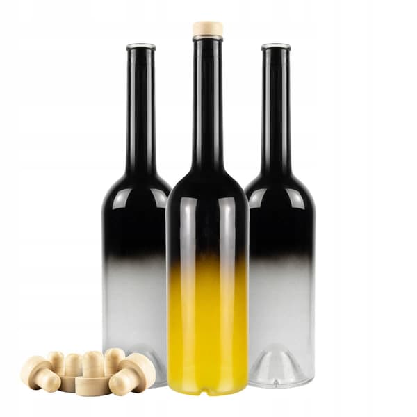 10x FENICE glasflaskor 700ml svart elegant ombre för alkoholpresent