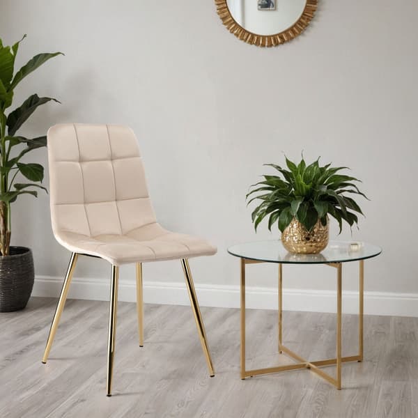DENVER Samettinen Kultainen Beige Tuoli