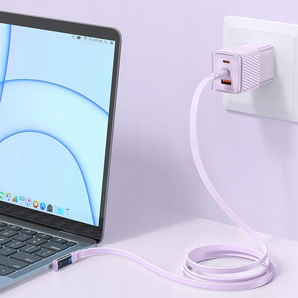 MCDODO USB-C-KAAPELI KULMAINEN PIKALATAUS USB TYPE C 3A 65W SININEN 1M