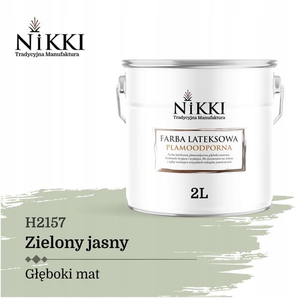 Latexmaling pletresistent farve lys grøn H2157 2L dyb mat