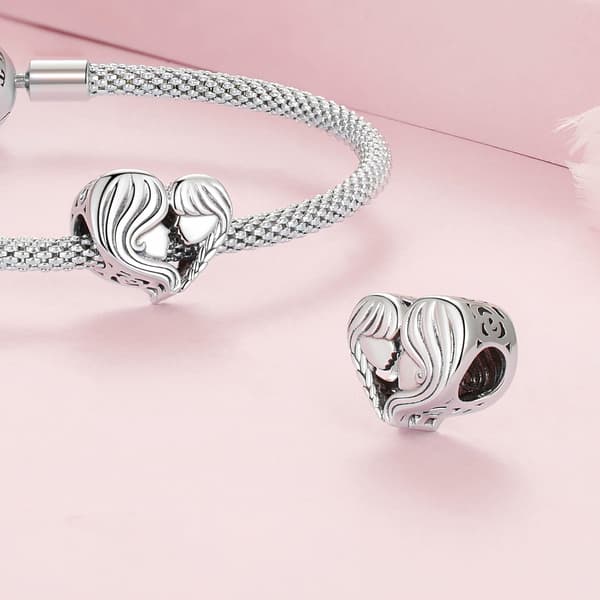 Hjärta mor och dotter silverberlockpärla silver 925
