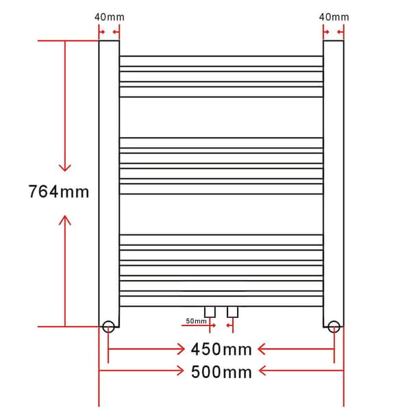 Badrumsradiator, rundad 500 x 764 mm
