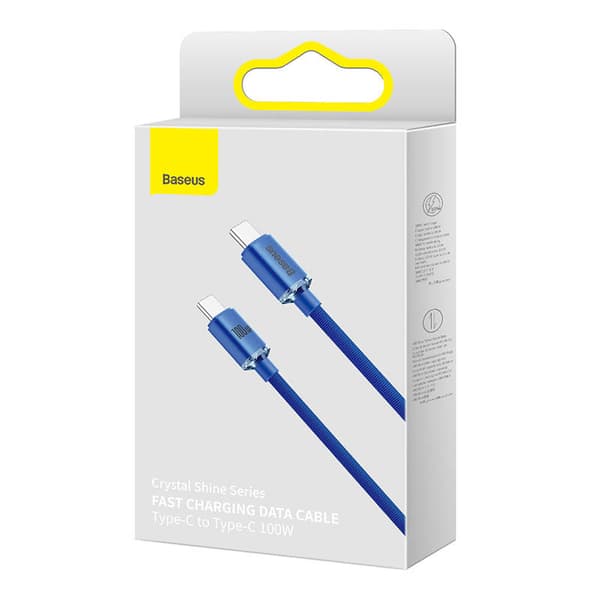 Baseus Crystal Shine USB-C - USB-C -kaapeli, 100W, 2m (sininen)